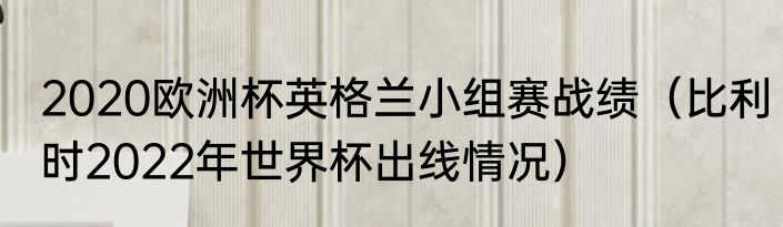 2020欧洲杯英格兰小组赛战绩（比利时2022年世界杯出线情况）