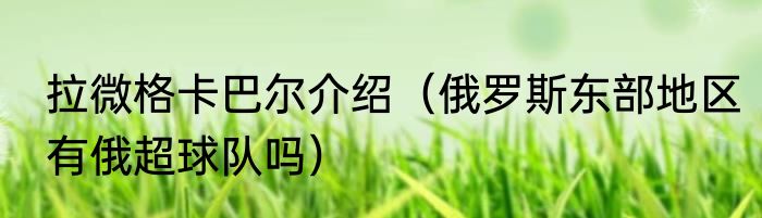 拉微格卡巴尔介绍（俄罗斯东部地区有俄超球队吗）