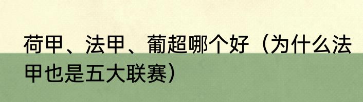 荷甲、法甲、葡超哪个好（为什么法甲也是五大联赛）