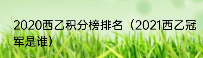 2020西乙积分榜排名（2021西乙冠军是谁）