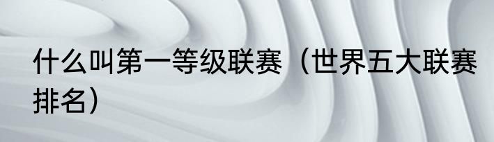 什么叫第一等级联赛（世界五大联赛排名）