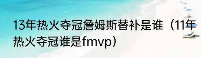 13年热火夺冠詹姆斯替补是谁（11年热火夺冠谁是fmvp）