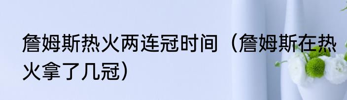 詹姆斯热火两连冠时间（詹姆斯在热火拿了几冠）