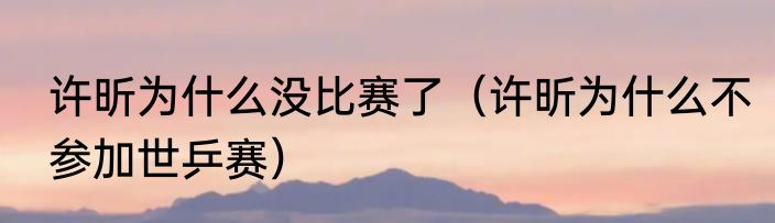 许昕为什么没比赛了（许昕为什么不参加世乒赛）