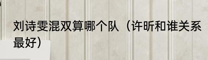 刘诗雯混双算哪个队（许昕和谁关系最好）