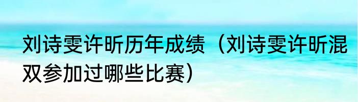 刘诗雯许昕历年成绩（刘诗雯许昕混双参加过哪些比赛）