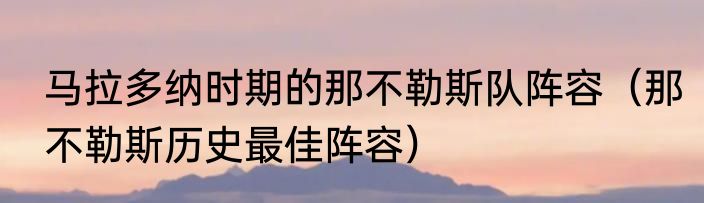 马拉多纳时期的那不勒斯队阵容（那不勒斯历史最佳阵容）
