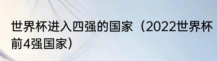 世界杯进入四强的国家（2022世界杯前4强国家）