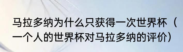 马拉多纳为什么只获得一次世界杯（一个人的世界杯对马拉多纳的评价）