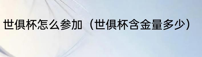 世俱杯怎么参加（世俱杯含金量多少）