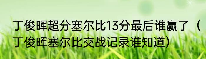 丁俊晖超分塞尔比13分最后谁赢了（丁俊晖塞尔比交战记录谁知道）