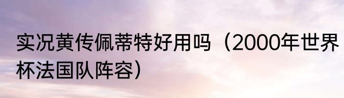 实况黄传佩蒂特好用吗（2000年世界杯法国队阵容）