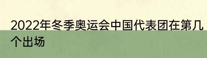 2022年冬季奥运会中国代表团在第几个出场