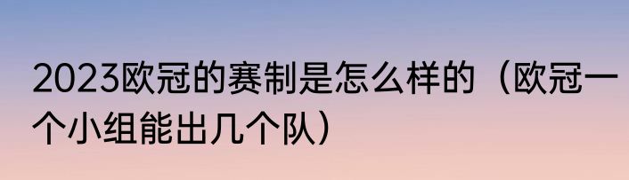 2023欧冠的赛制是怎么样的（欧冠一个小组能出几个队）