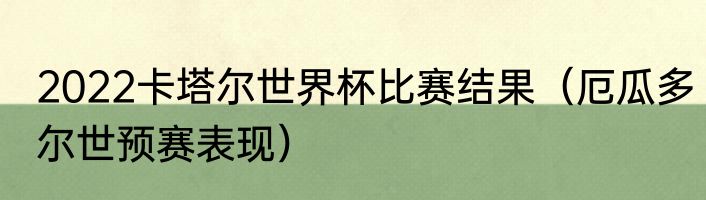 2022卡塔尔世界杯比赛结果（厄瓜多尔世预赛表现）