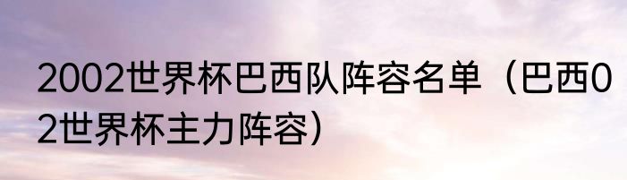 2002世界杯巴西队阵容名单（巴西02世界杯主力阵容）