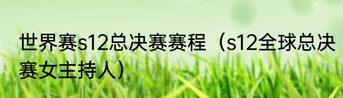 世界赛s12总决赛赛程（s12全球总决赛女主持人）