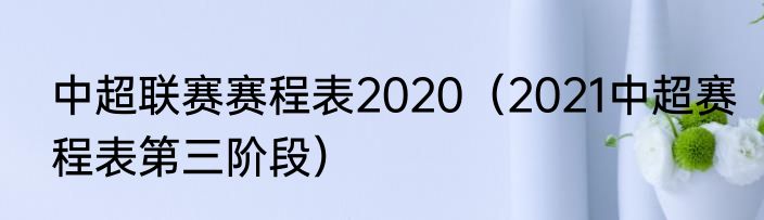 中超联赛赛程表2020（2021中超赛程表第三阶段）