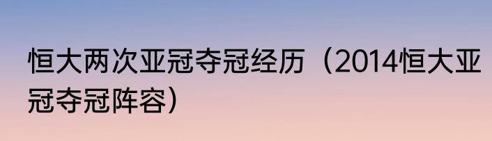 恒大两次亚冠夺冠经历（2014恒大亚冠夺冠阵容）