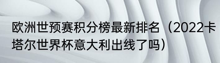 欧洲世预赛积分榜最新排名（2022卡塔尔世界杯意大利出线了吗）