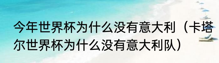 今年世界杯为什么没有意大利（卡塔尔世界杯为什么没有意大利队）