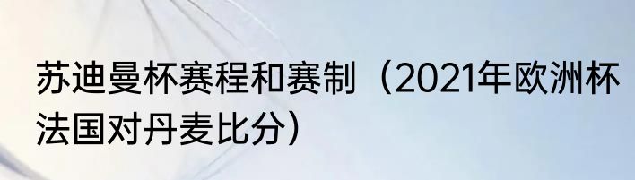 苏迪曼杯赛程和赛制（2021年欧洲杯法国对丹麦比分）