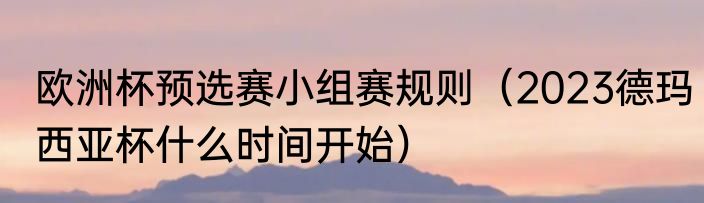 欧洲杯预选赛小组赛规则（2023德玛西亚杯什么时间开始）