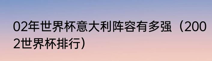 02年世界杯意大利阵容有多强（2002世界杯排行）