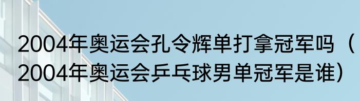 2004年奥运会孔令辉单打拿冠军吗（2004年奥运会乒乓球男单冠军是谁）