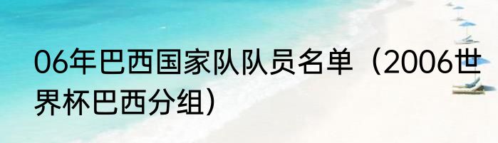 06年巴西国家队队员名单（2006世界杯巴西分组）