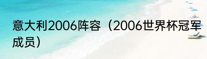 意大利2006阵容（2006世界杯冠军成员）
