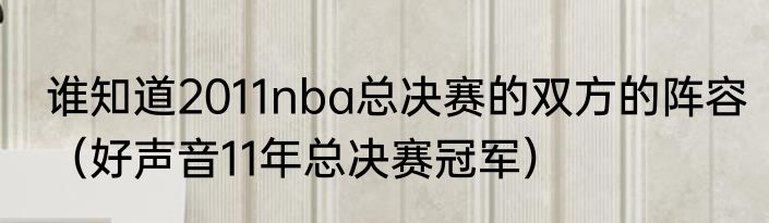 谁知道2011nba总决赛的双方的阵容（好声音11年总决赛冠军）