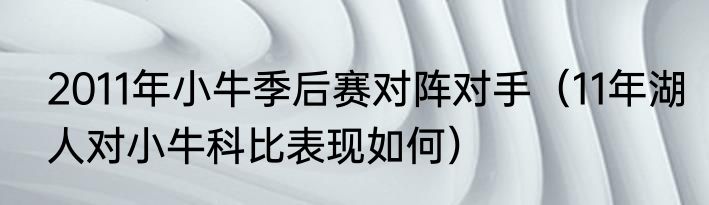 2011年小牛季后赛对阵对手（11年湖人对小牛科比表现如何）