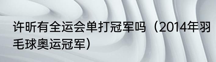 许昕有全运会单打冠军吗（2014年羽毛球奥运冠军）