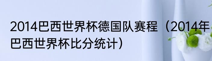 2014巴西世界杯德国队赛程（2014年巴西世界杯比分统计）