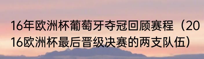 16年欧洲杯葡萄牙夺冠回顾赛程（2016欧洲杯最后晋级决赛的两支队伍）