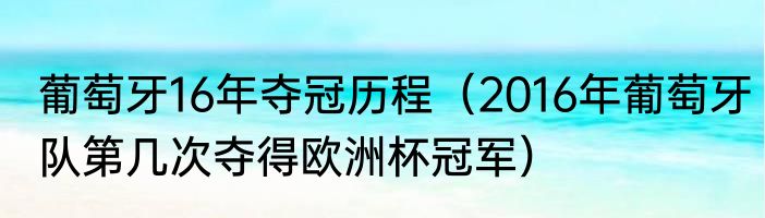 葡萄牙16年夺冠历程（2016年葡萄牙队第几次夺得欧洲杯冠军）