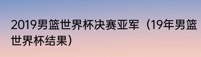 2019男篮世界杯决赛亚军（19年男篮世界杯结果）