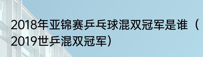 2018年亚锦赛乒乓球混双冠军是谁（2019世乒混双冠军）