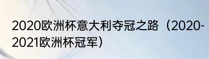 2020欧洲杯意大利夺冠之路（2020-2021欧洲杯冠军）