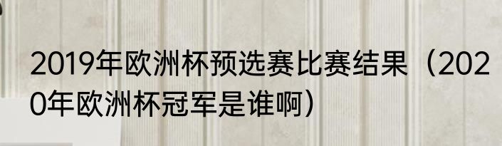 2019年欧洲杯预选赛比赛结果（2020年欧洲杯冠军是谁啊）