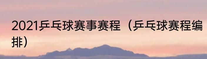 2021乒乓球赛事赛程（乒乓球赛程编排）