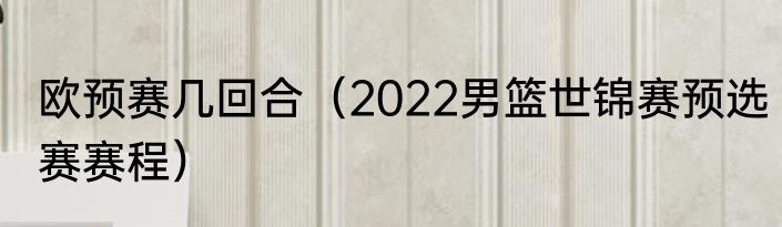 欧预赛几回合（2022男篮世锦赛预选赛赛程）