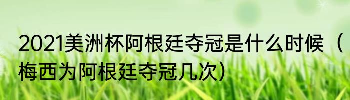 2021美洲杯阿根廷夺冠是什么时候（梅西为阿根廷夺冠几次）