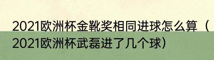 2021欧洲杯金靴奖相同进球怎么算（2021欧洲杯武磊进了几个球）