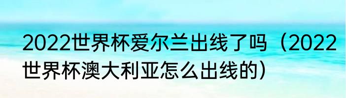 2022世界杯爱尔兰出线了吗（2022世界杯澳大利亚怎么出线的）
