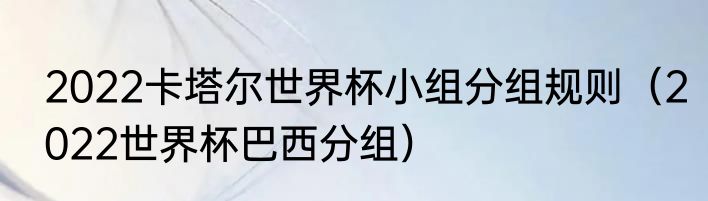 2022卡塔尔世界杯小组分组规则（2022世界杯巴西分组）