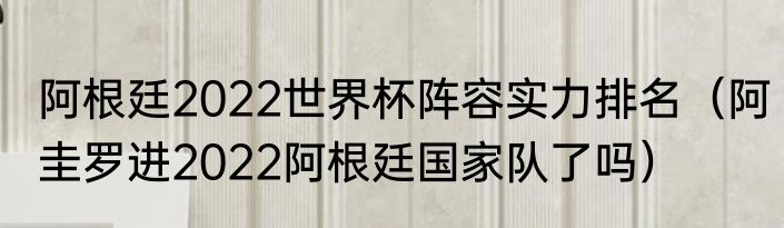 阿根廷2022世界杯阵容实力排名（阿圭罗进2022阿根廷国家队了吗）