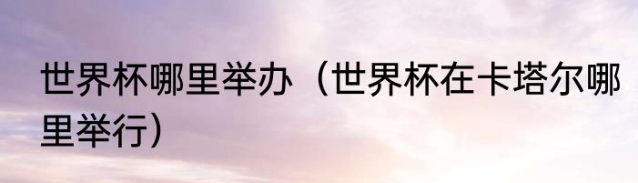 世界杯哪里举办（世界杯在卡塔尔哪里举行）