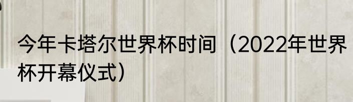 今年卡塔尔世界杯时间（2022年世界杯开幕仪式）